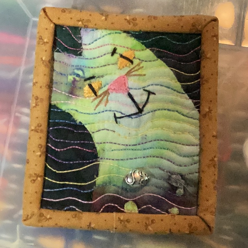 Boutique: Whimsical Cat Brooch With Brown And Multicolor Design